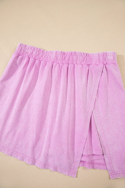 Mineral Wash Tank Top and Lined Split Skirt Set