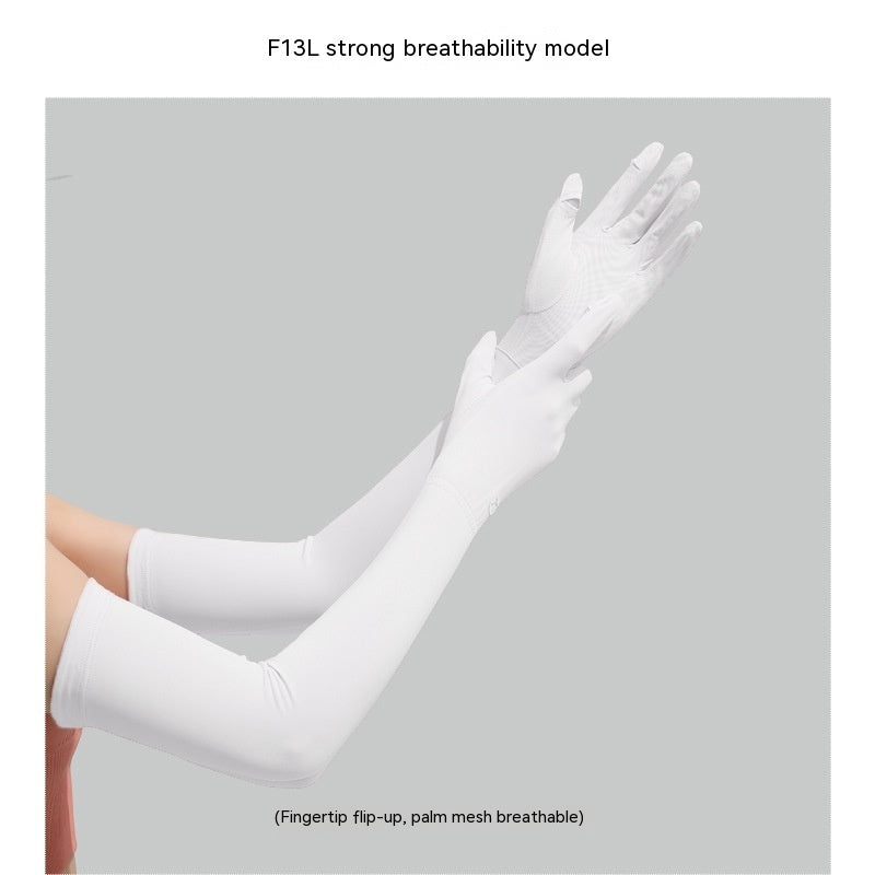 Nylon Ice Silk Long Sun Protection Gloves