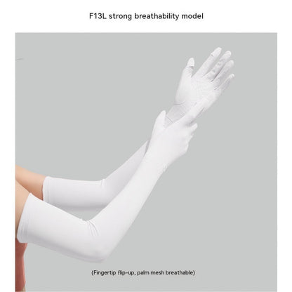 Nylon Ice Silk Long Sun Protection Gloves