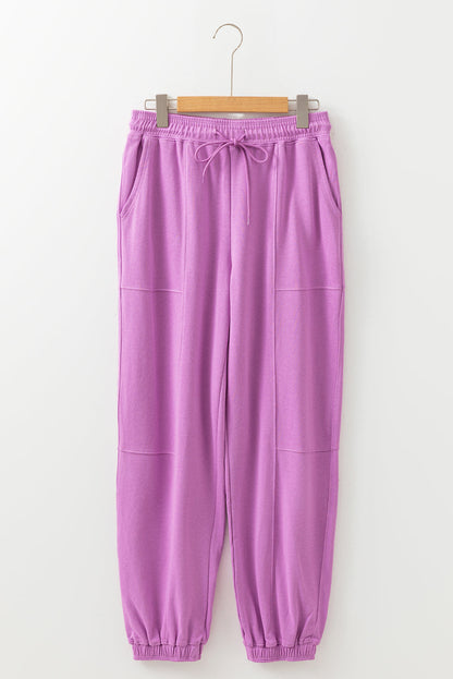 Solid Drawstring Elastic Waist Jogger Pants