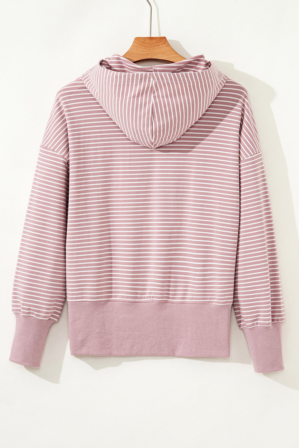 Stripe Thumbhole Side Slit Drop Shoulder Hoodie