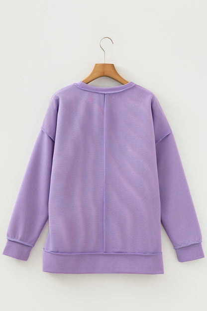 Horizontal Ribbed Exposed Seam Pullover