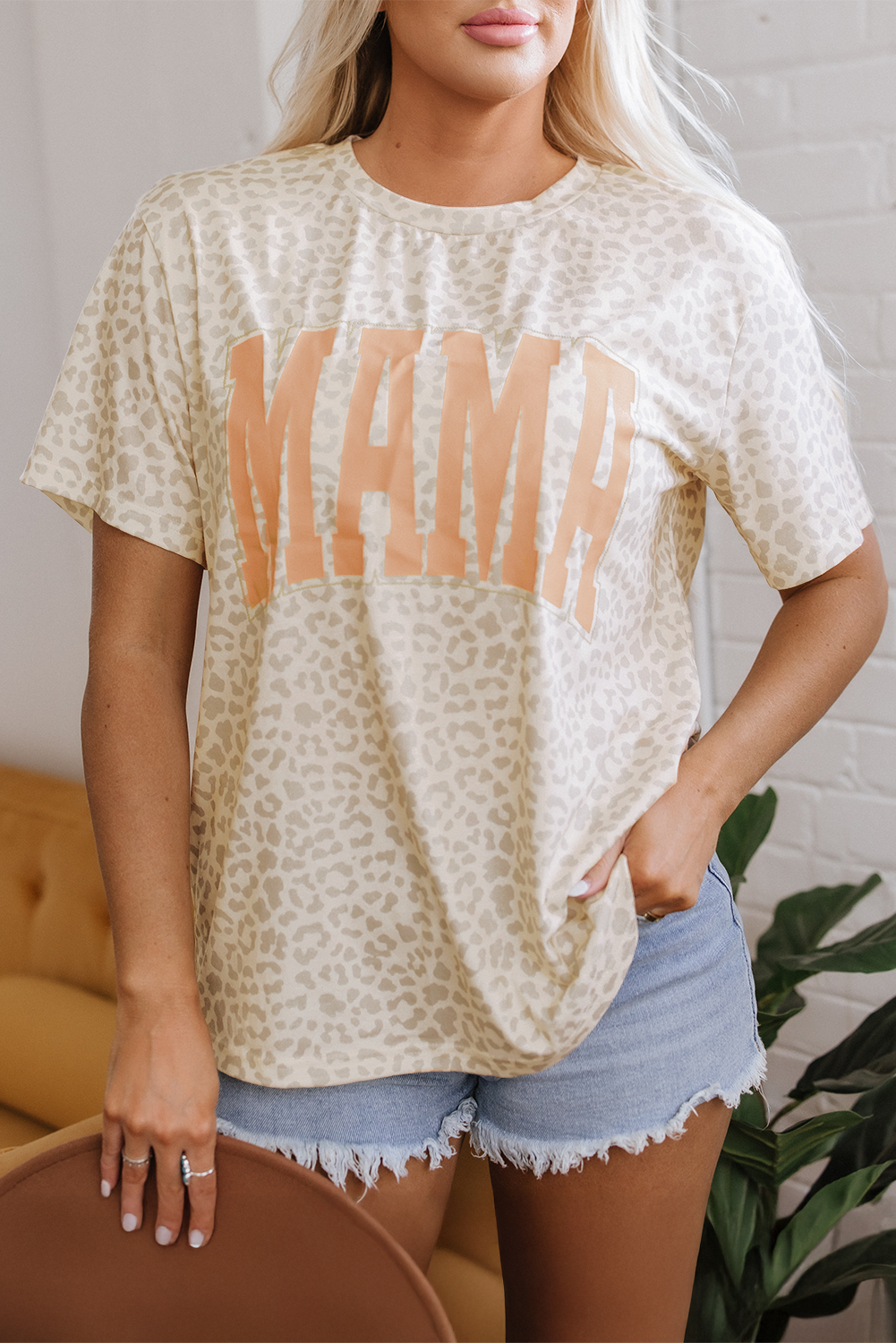 Leopard MAMA Letter Graphic Tee