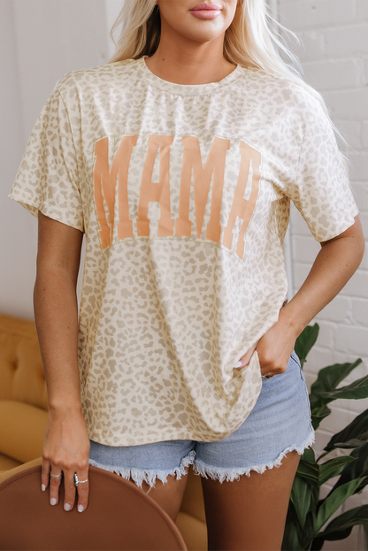 Leopard MAMA Letter Graphic Tee