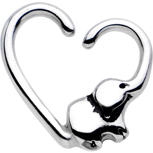 16G 3/8 Elephant Trunk Heart Left Daith Cartilage Tragus Earring