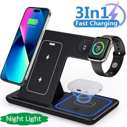 15W 3 In 1 Fast Wireless Charger Stand