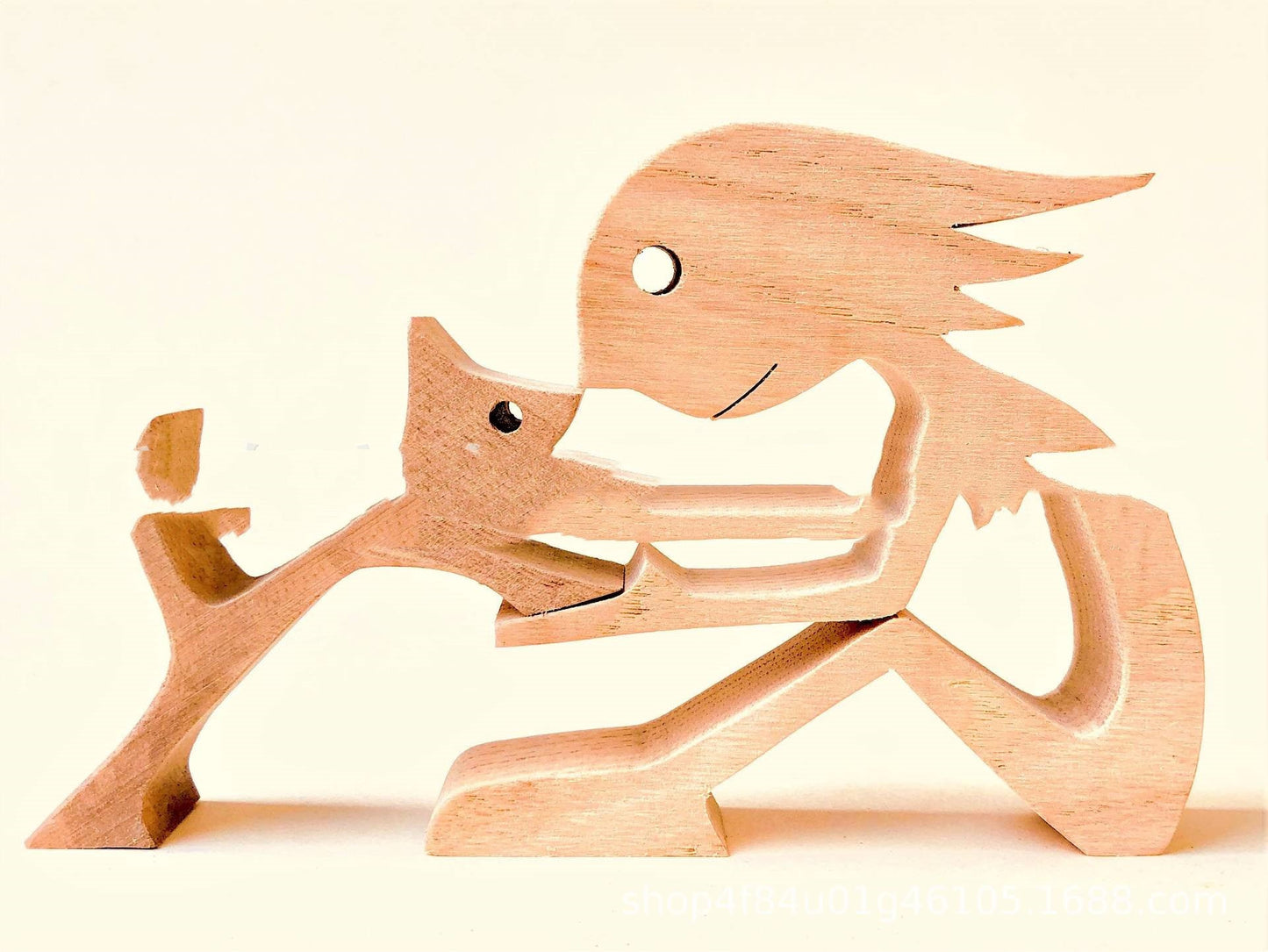 DIY Wooden Dog Figurine Sculpture Home Decor