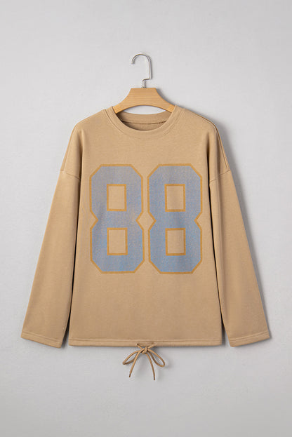 88 Drawstring Hem Long Sleeve Top