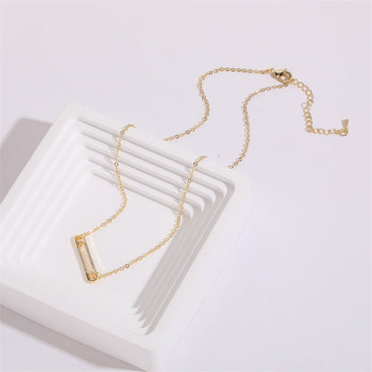 Zircon Pendant Clip 14k Necklace