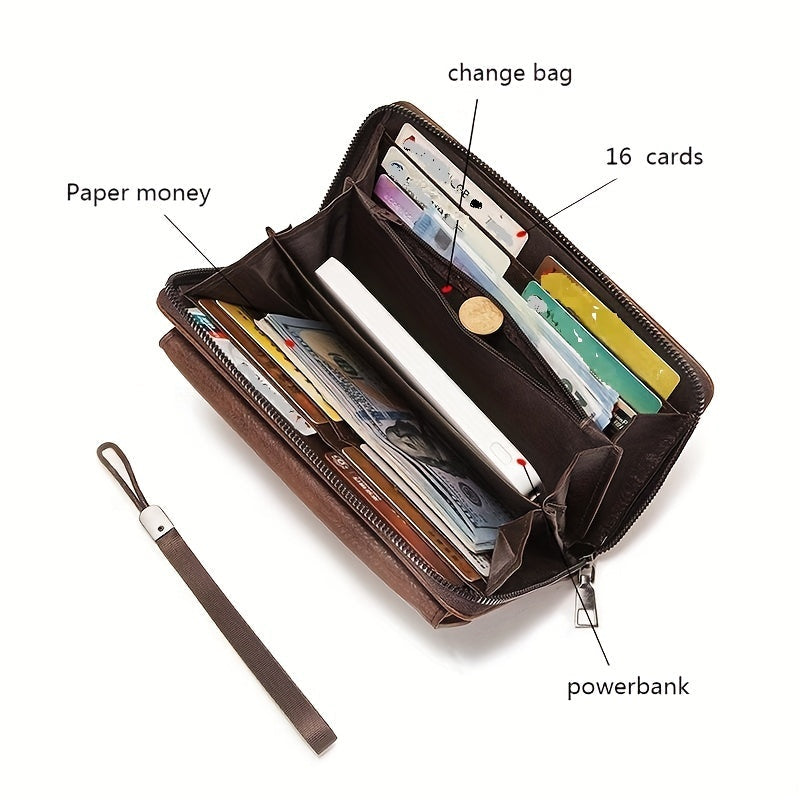 Men's Long Fashion Wallet: Zipper, Multi-card