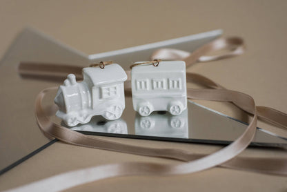 Handmade Porcelain Christmas Ornaments: Little Engine