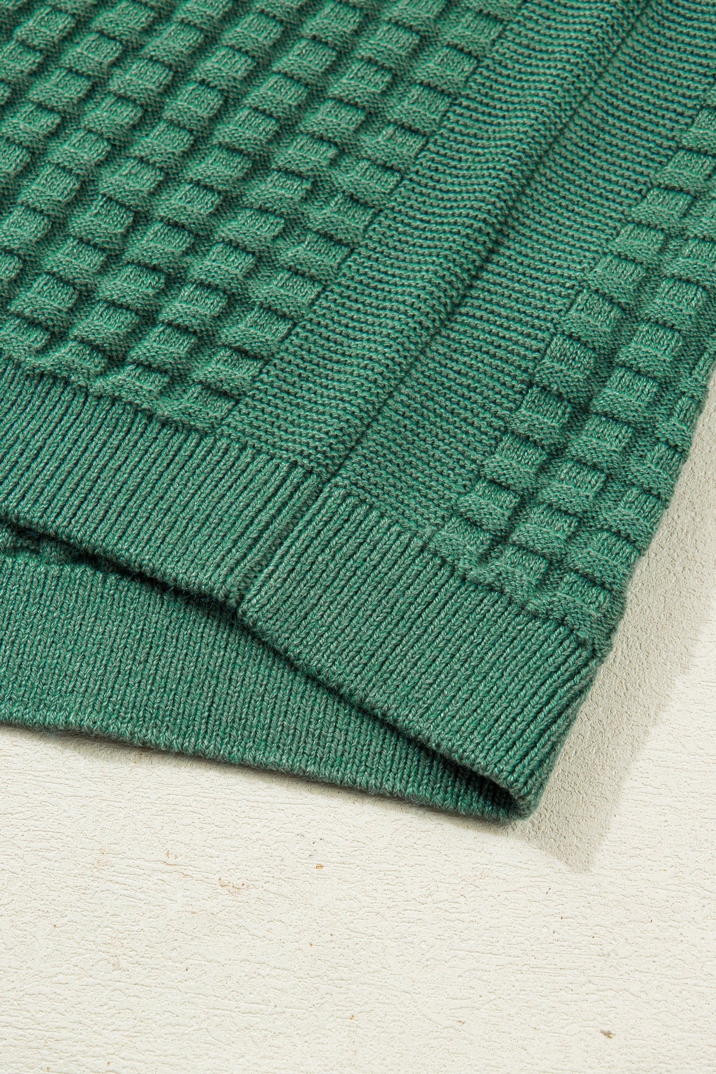 Solid Round Neck Textured Short Sleeve Sweater