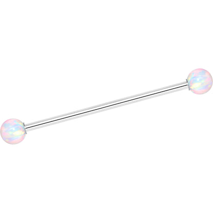 14G White 5mm Synthetic Opal Ball Industrial Barbell 32mm