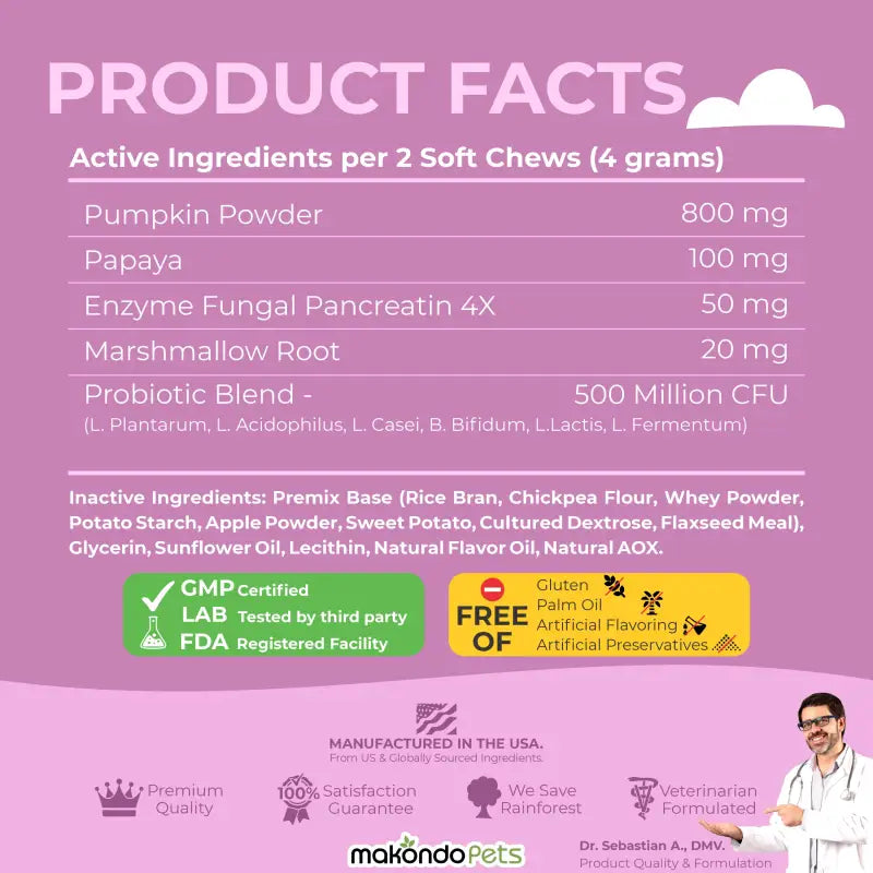 Dog Probiotics Digestive Enzymes - 120 Soft Chews