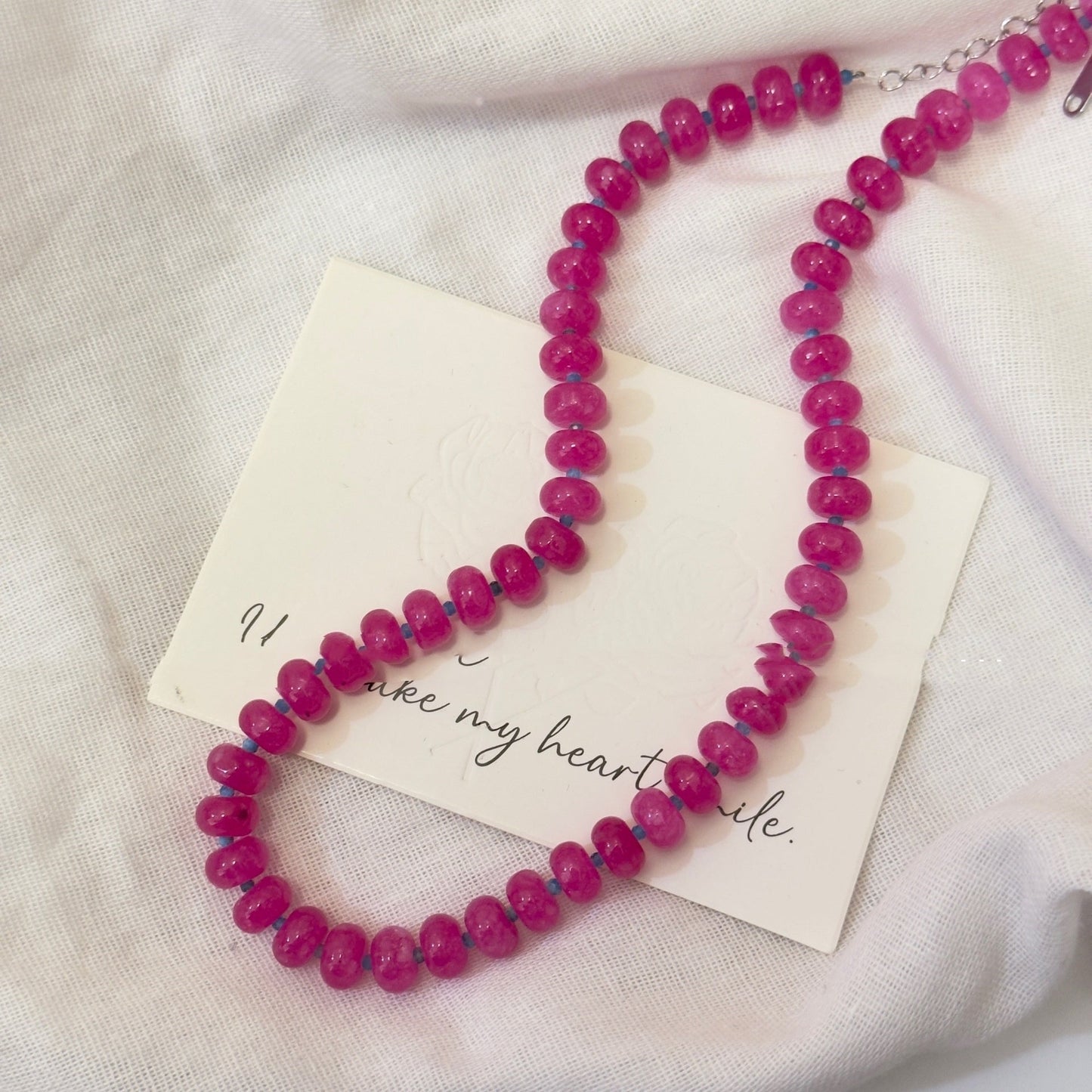 Holiday Necklace Warm Bubble Gum Natural Stone Beads