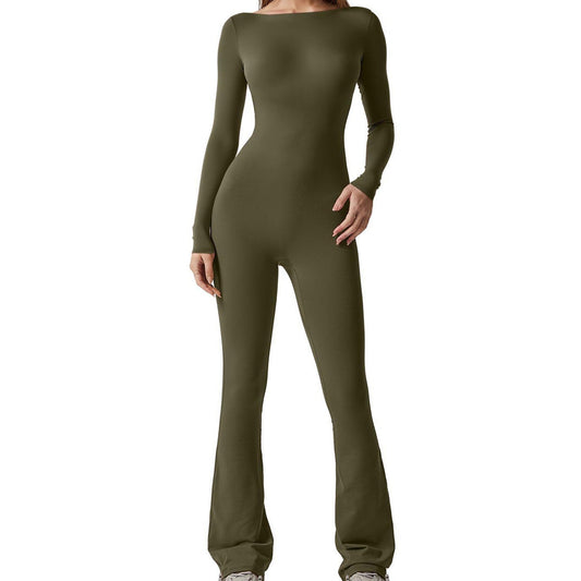 Women's Solid Color Long Sleeve Jumpsuit