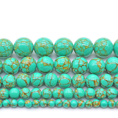 Handmade Green Turquoise Round Bead Jewelry Kit
