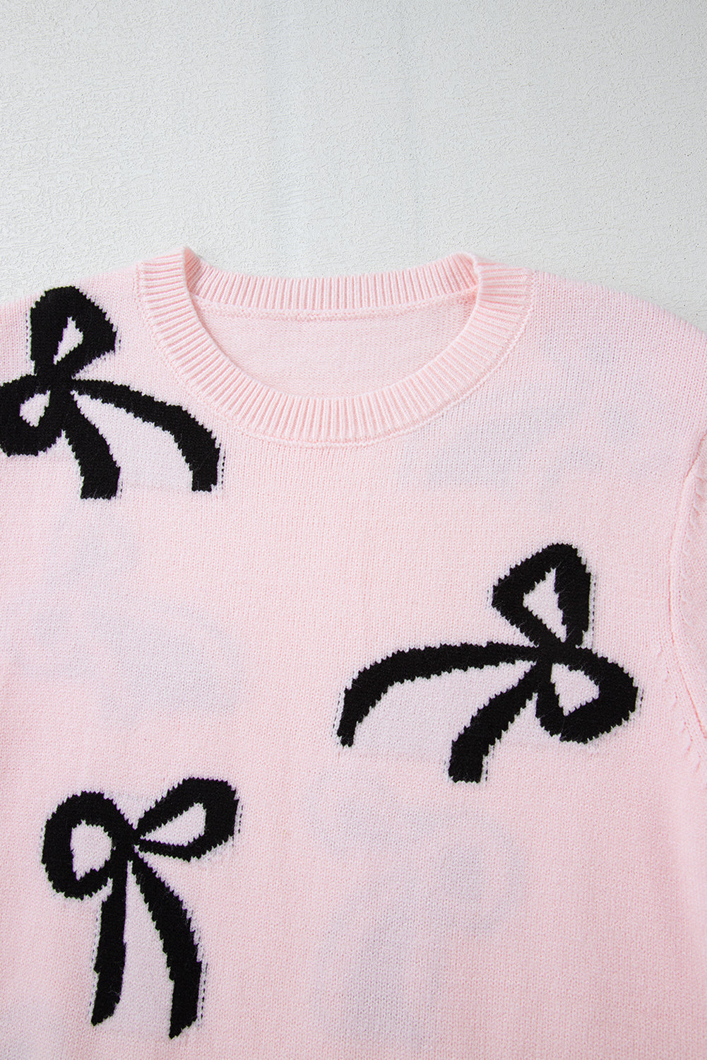Bow Tie Knit Crewneck Sweater