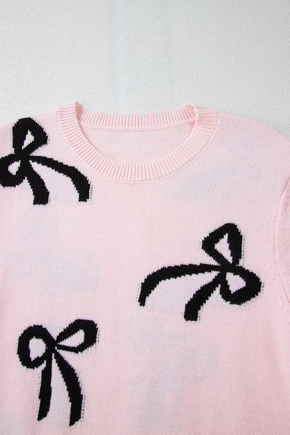 Bow Tie Knit Crewneck Sweater