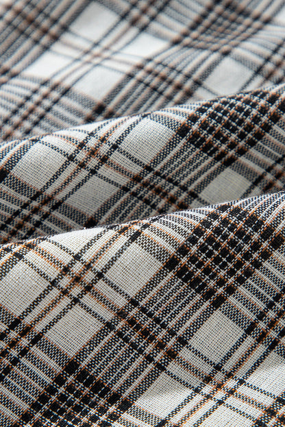 Checker Button-Up Chest Pocket Hooded Shacket