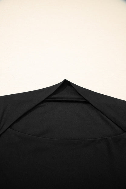 Solid Boat Neck Long Sleeve Top