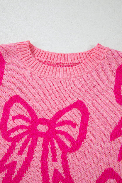 Bow Drop Shoulder Long Sleeve Sweater