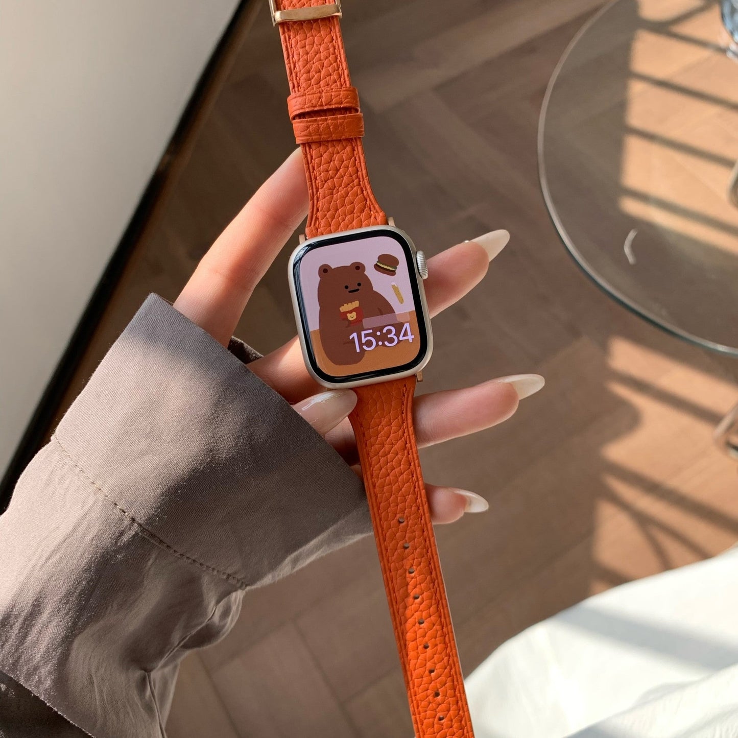 Square Buckle Lychee Leather Waist Strap