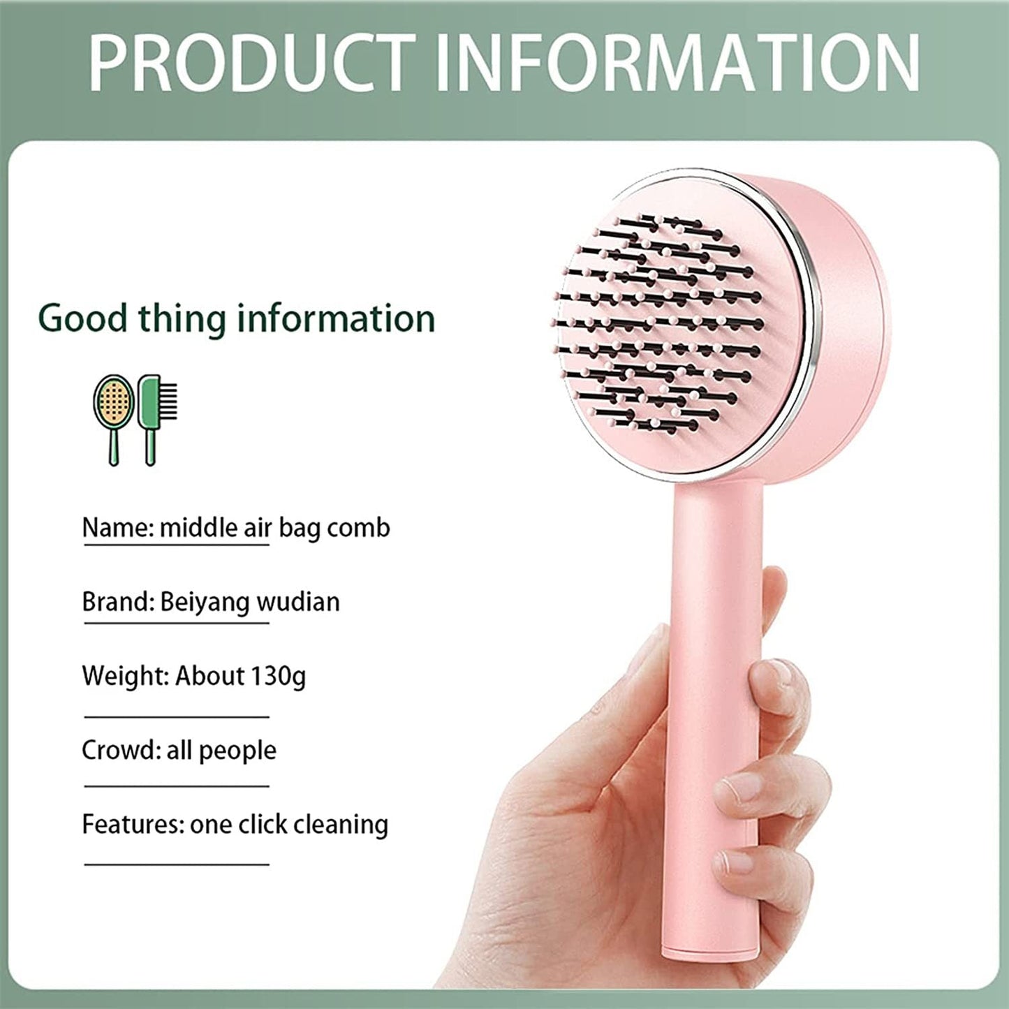 CN 3D Air Cushion Massager Brush: Retractable Bristles, Self-Cleaning, Anti-Static