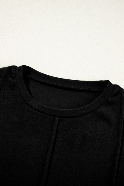 Solid Reverse Seam Crew Neck Long Sleeve Top