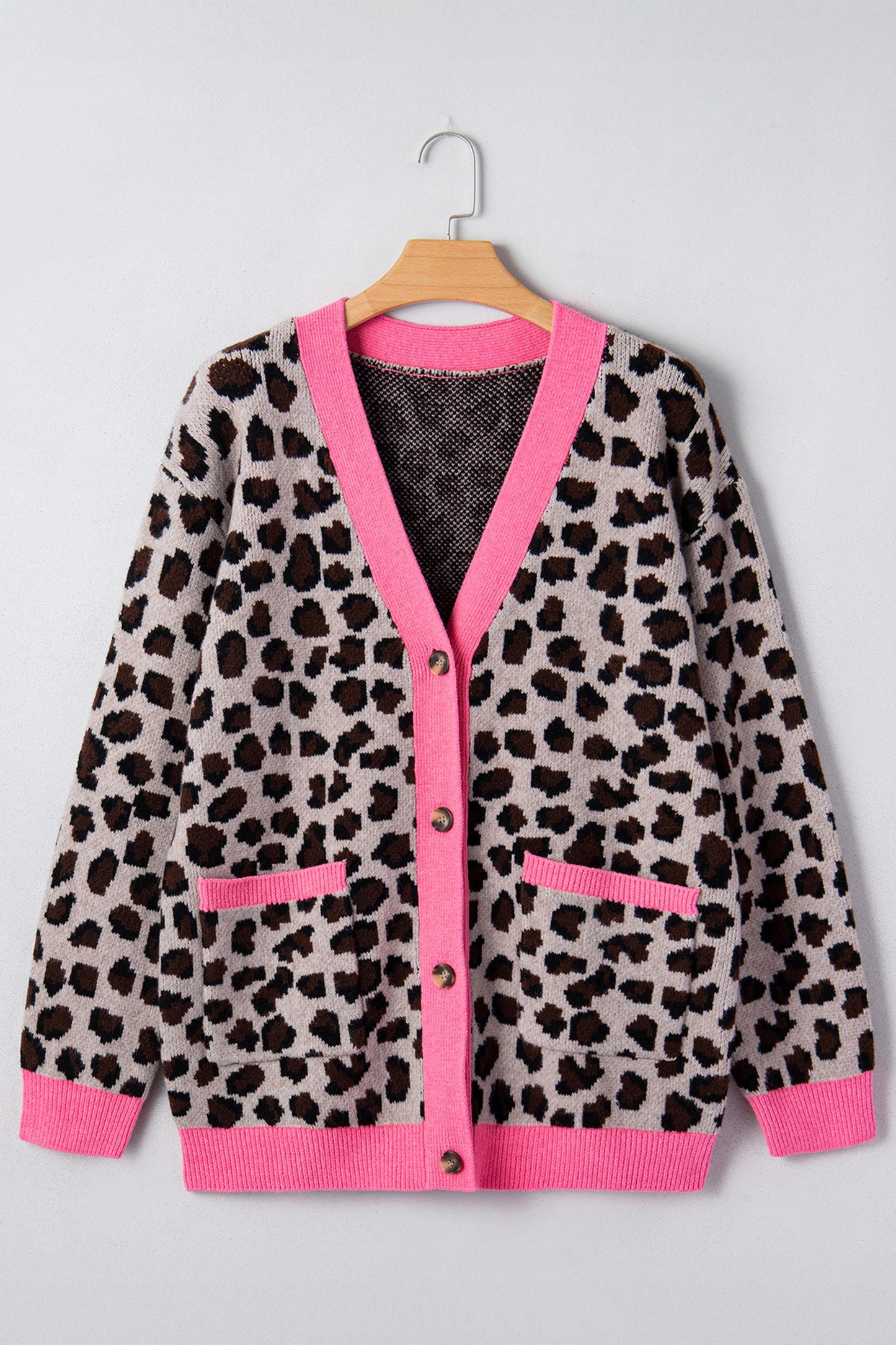 Colorblock Oversize Cardigan with Button-Down Detail