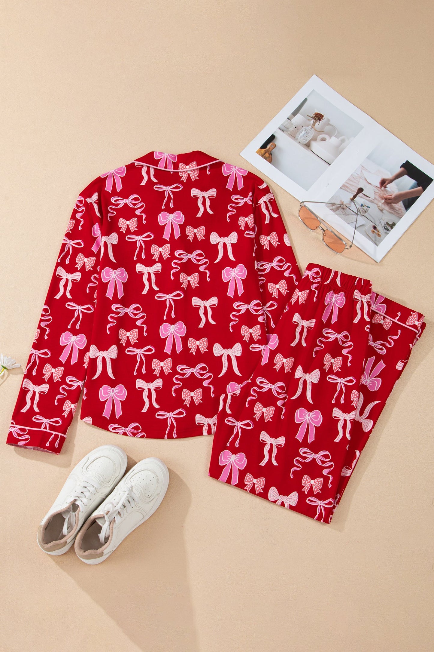 Bow Tie Shirt and Pants Pajama Set