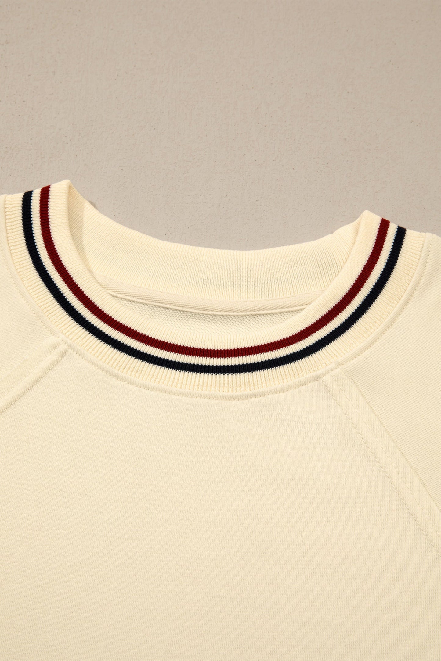 Varsity Stripe Neckline Cuff Short Sleeve Tunic