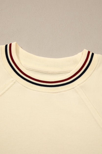 Varsity Stripe Neckline Cuff Short Sleeve Tunic