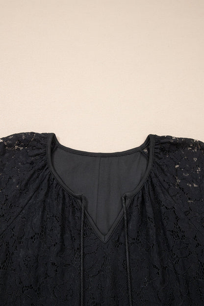 Floral Lace Overlay Tassel Tie Maxi Dress