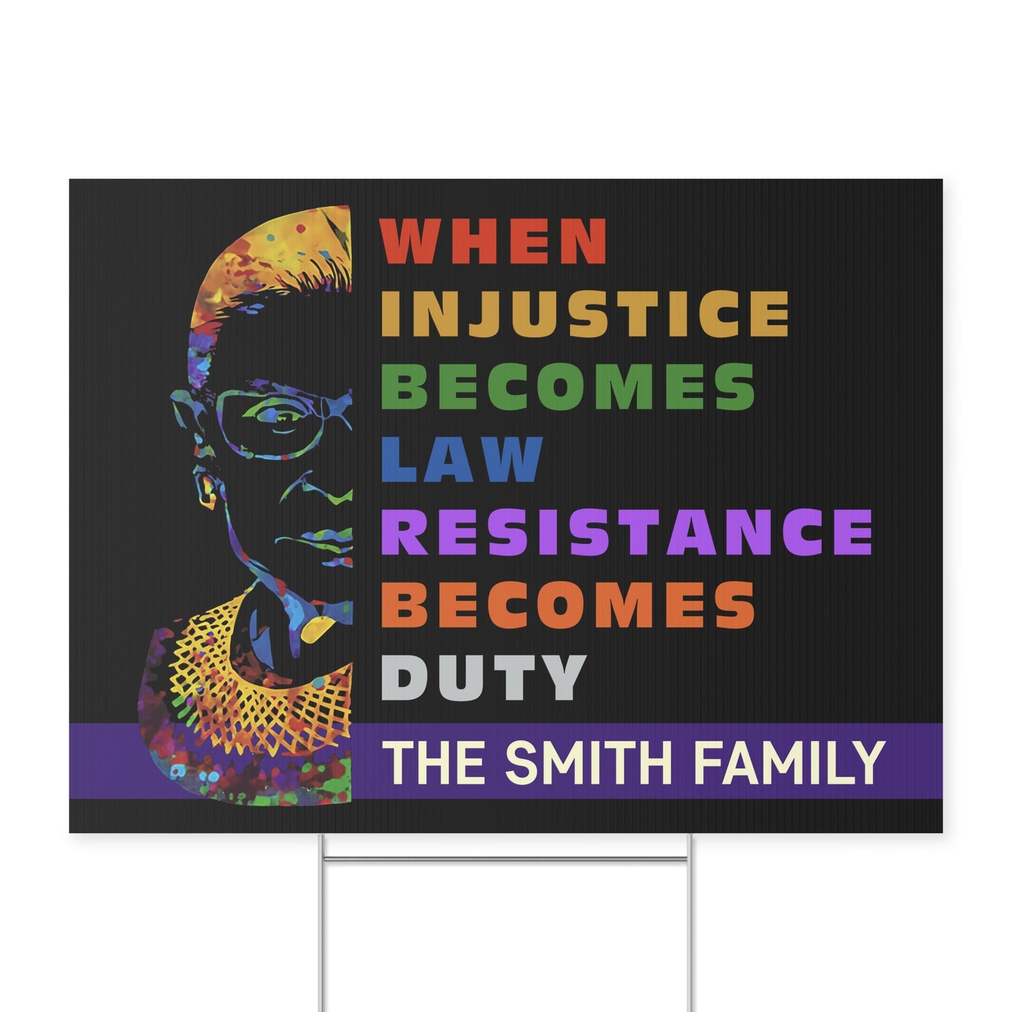 Custom Resist Yard Sign – When Injustice Becomes Law, 8647 Anti Trump, Personalized RBG Political Protest For Women’s Rights 682174