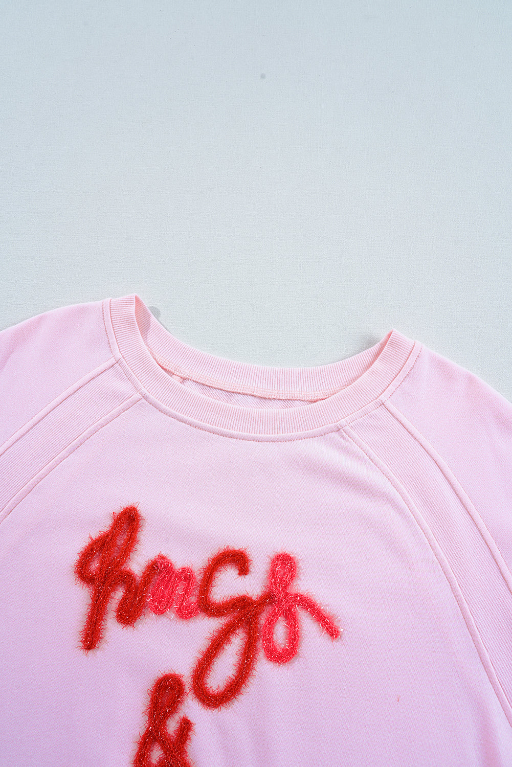 Valentine Hugs & Kisses Tinsel Embroidered Sweatshirt