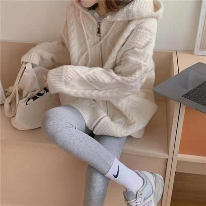 Women's Vintage Sweater Hooded Cardigan Coat