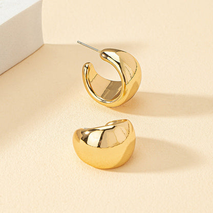 Euro-American Simple Wide C-Shaped Earrings