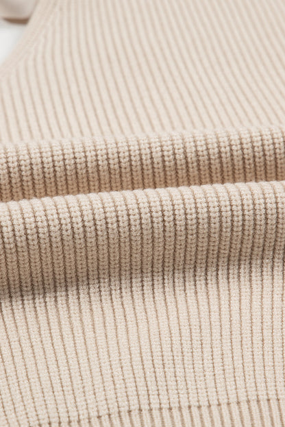 Bow Back Lantern Sleeve V-Neck Sweater