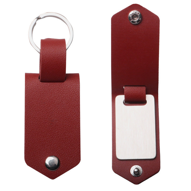 Laser Engraved Stainless Steel Leather Keychain