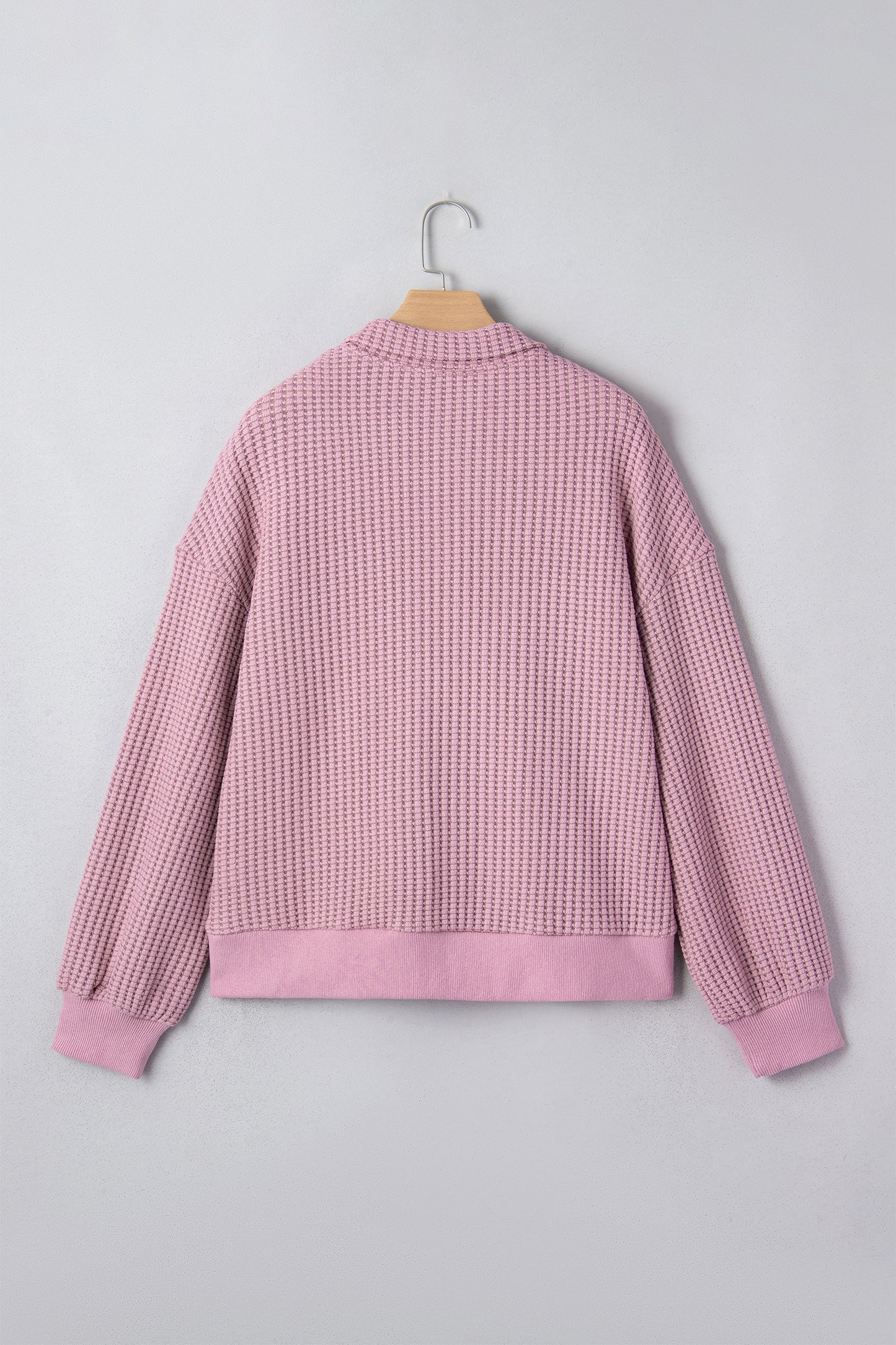 Solid Textured Snap Button Collar Baggy Top