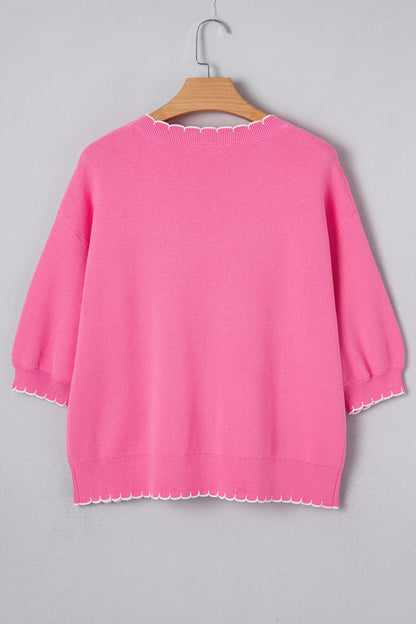 Big Ribbon Bow Contrast Stitch Sweater