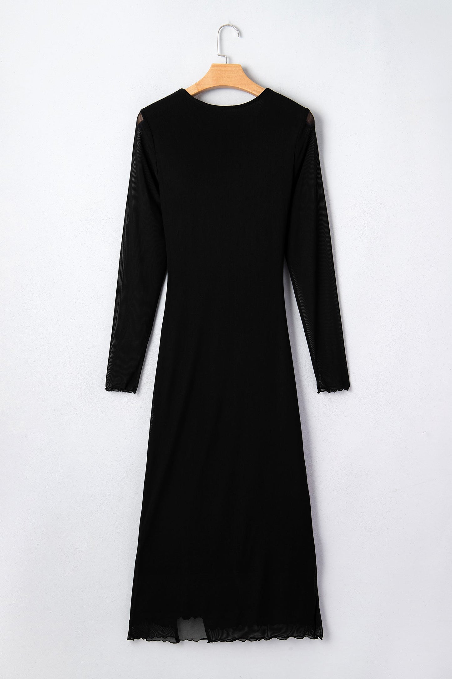 Sheer Mesh Twisted Knot Side Slit Dress