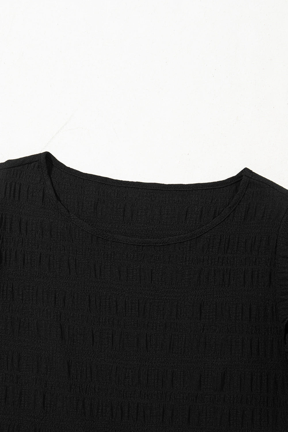 Textured Ruffled Sleeve Round Neck Top