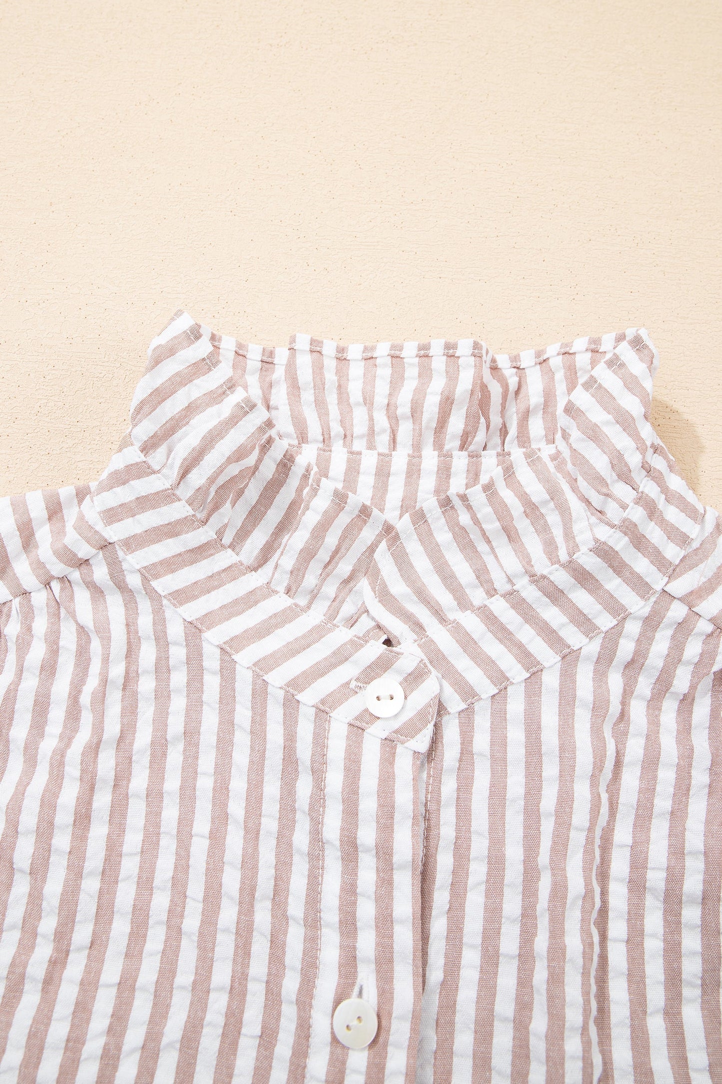 Stripe Frill Collar Half Sleeve Maxi Dress