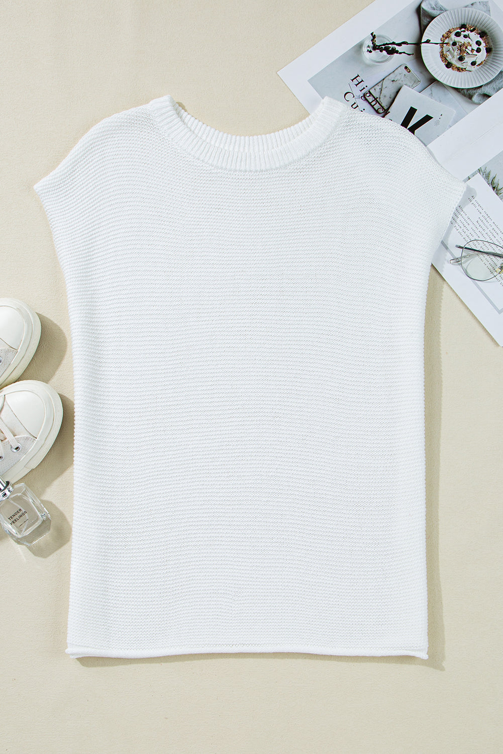 Solid Side Slit Sweater Tee
