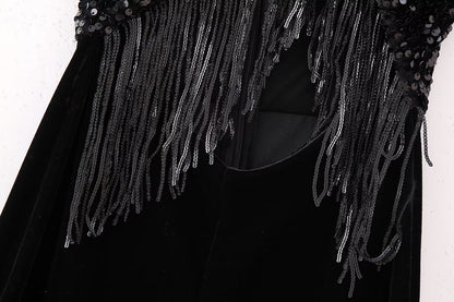 New Halter Backless Tassel Beads Decoration Jumpsuit