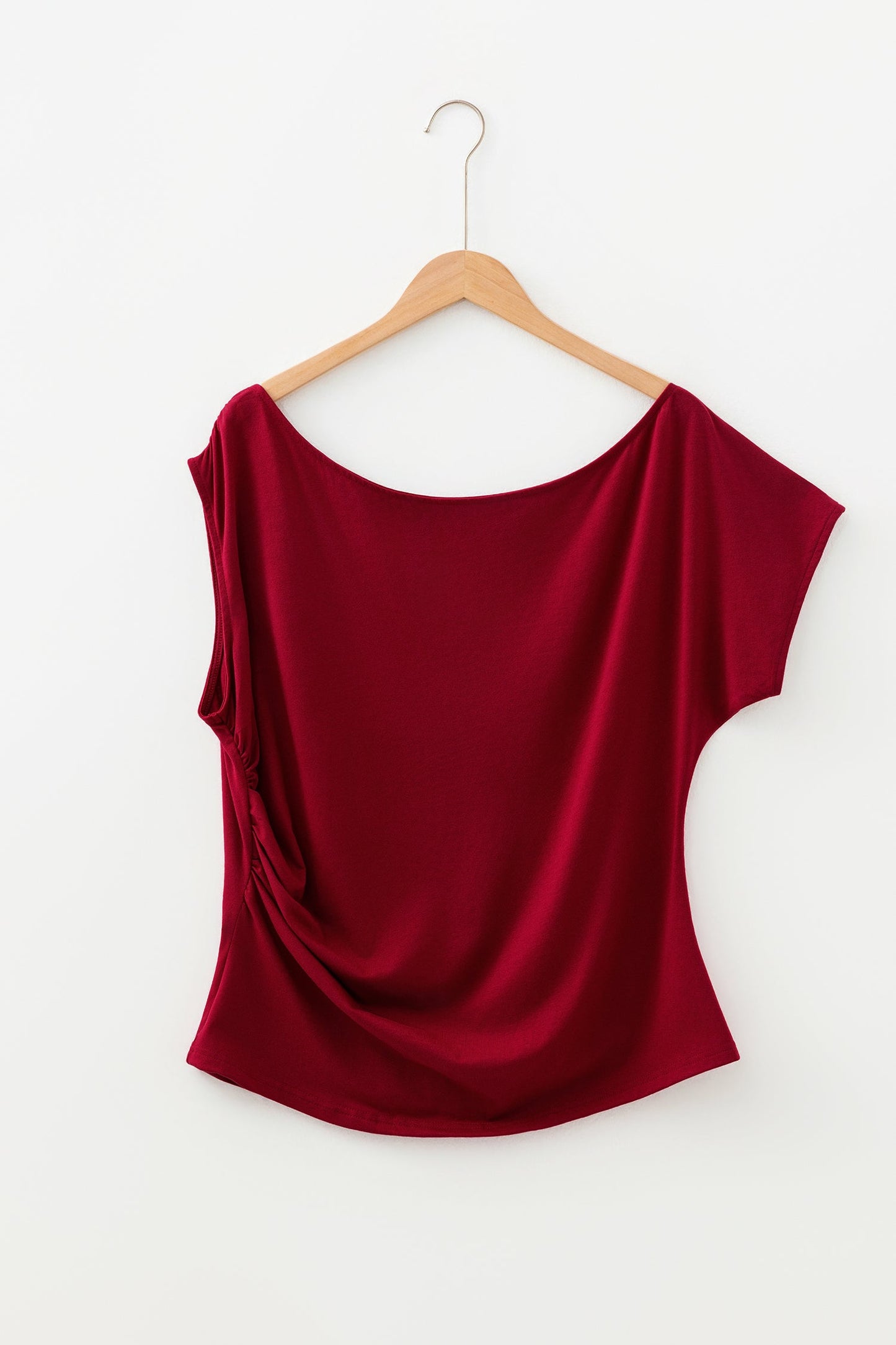 Plus Size Solid Asymmetric Neck Blouse