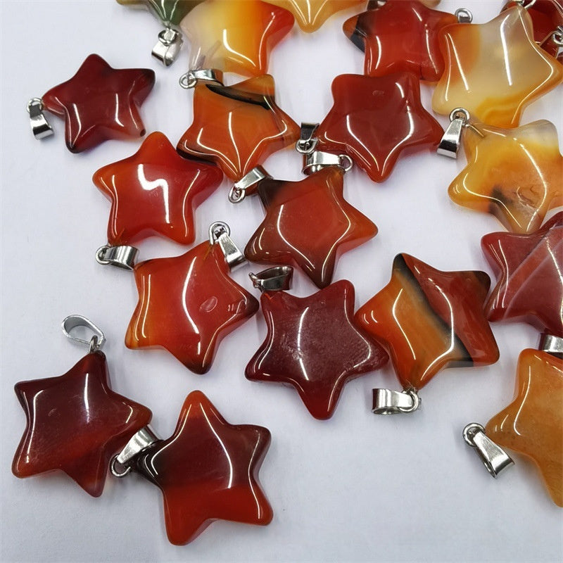 Natural Stone Crystal Agate Star Pendant