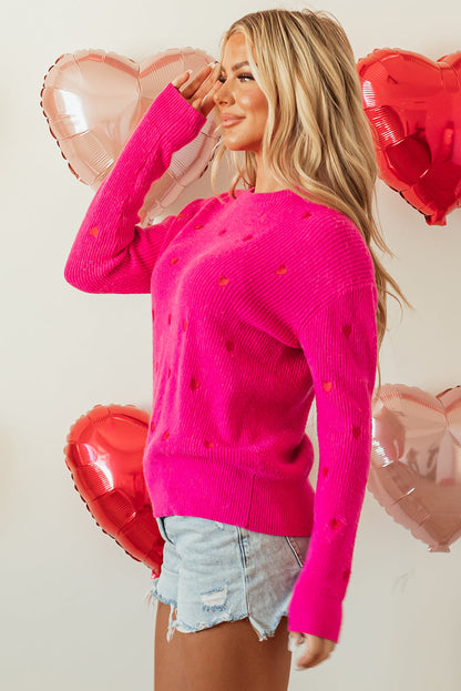 Valentine Heart Drop Shoulder Crewneck Sweater